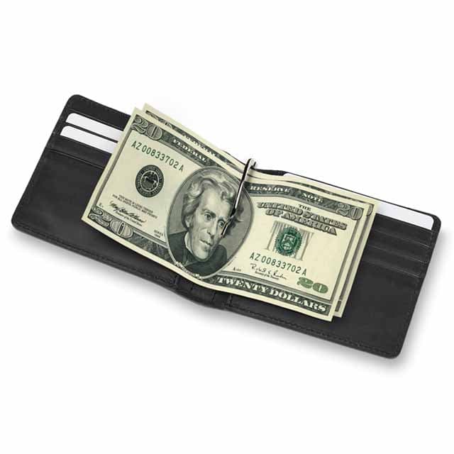 Moleskine Classic Genuine Leather Clip Wallet - Black detail 4