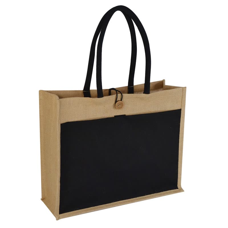 MONCLOVA - Jute Bag with Canvas Pocket - Natural detail 4