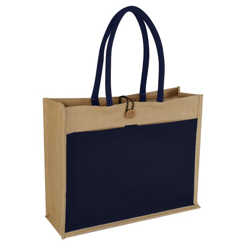 MONCLOVA - Jute Bag with Canvas Pocket - Natural detail 7