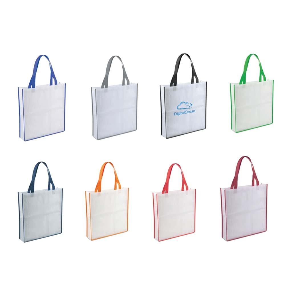 Non-Woven Shopping Bag Vertical White/Maroon detail 2