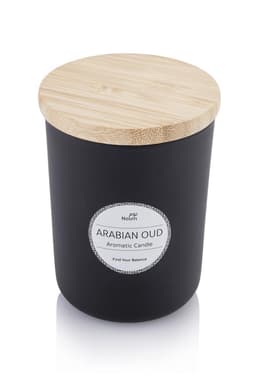 NOUM - Arabic Oudh Scented Glass Candle with Bamboo Lid Black