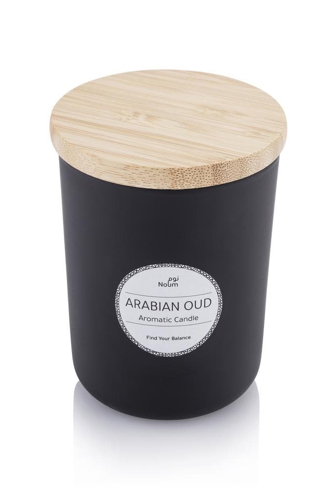NOUM - Arabic Oudh Scented Glass Candle with Bamboo Lid