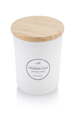 NOUM - Arabic Oudh Scented Glass Candle with Bamboo Lid White