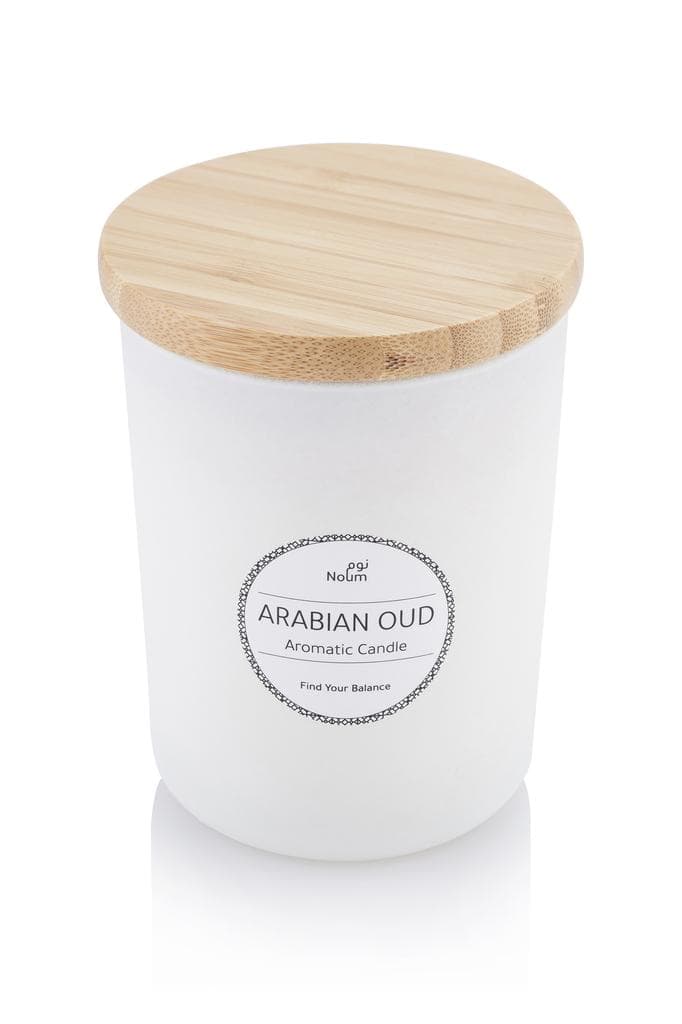 NOUM - Arabic Oudh Scented Glass Candle with Bamboo Lid - Black detail 7