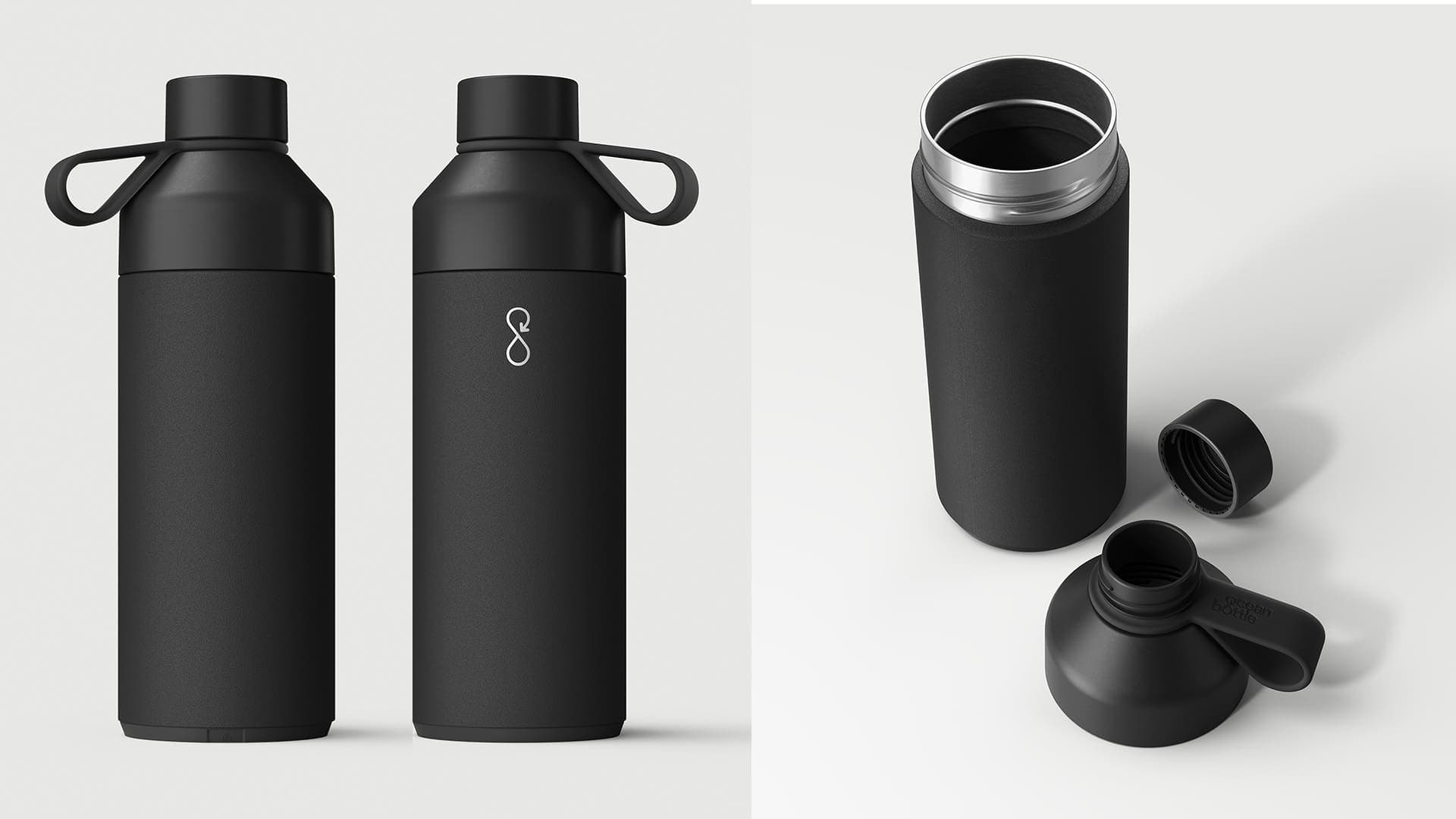 Ocean Bottle 1L - Obsidian Black detail 2