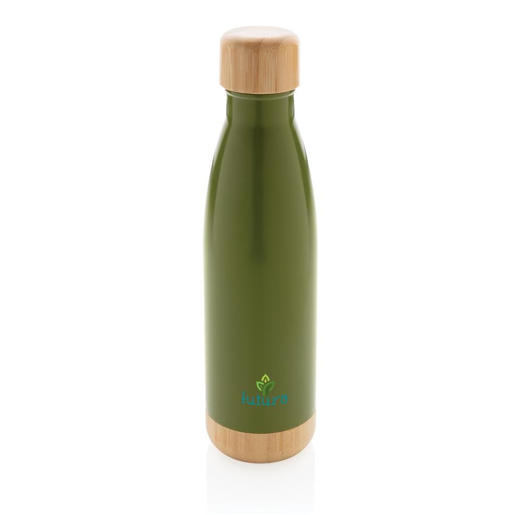 ODESSA - Giftology Double Wall Stainless Bottle with Bamboo Lid and Base - Green detail 5