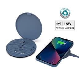 OSLO - @memorii Recycled 15W Wireless Charger Multi - Cable Set Blue