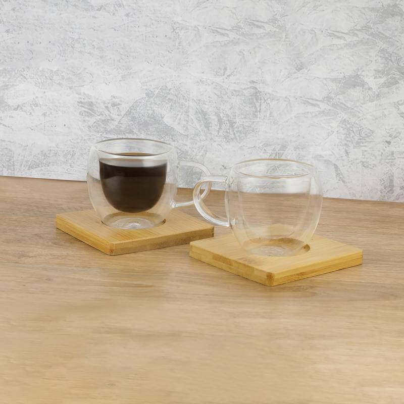 PAMA - Set of 2 Expresso Cup with Bamboo Coaster detail 2