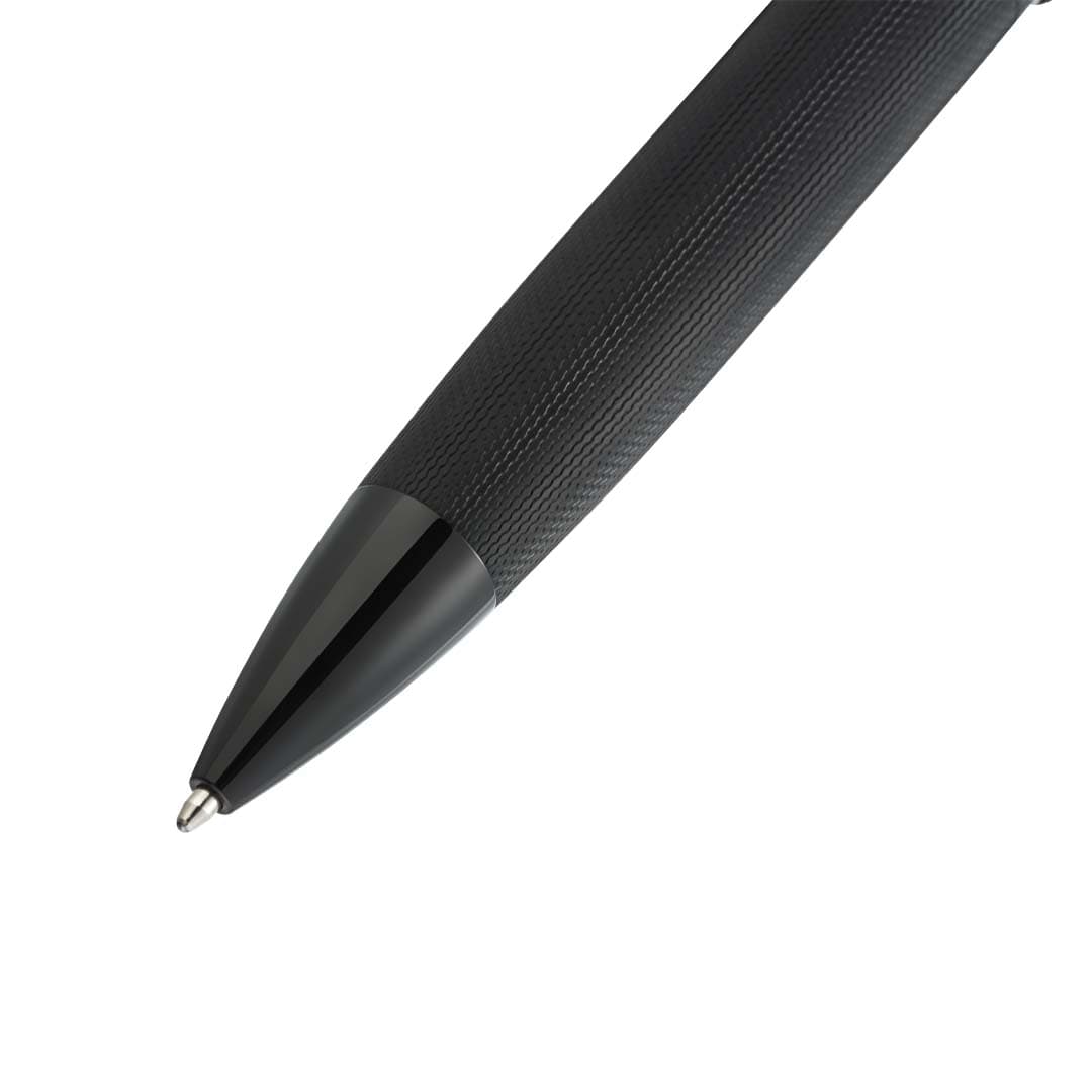 Peerless™ Polished Black PVD Engraved Diamond Pattern with Black PVD Appointments and Swarovski Crystal Ballpoint Pen (Blue Ink) detail 5