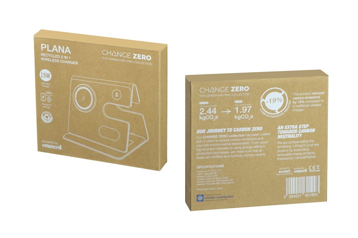 PLANA - CHANGE ZERO Recycled 3-in-1 Wireless Charger Station - Black detail 4