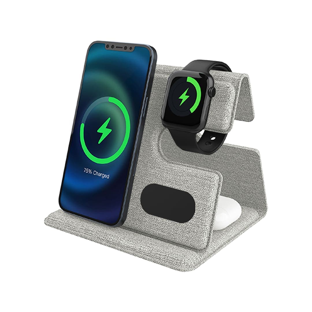 PLANA - CHANGE ZERO Recycled 3-in-1 Wireless Charger Station - Black detail 6
