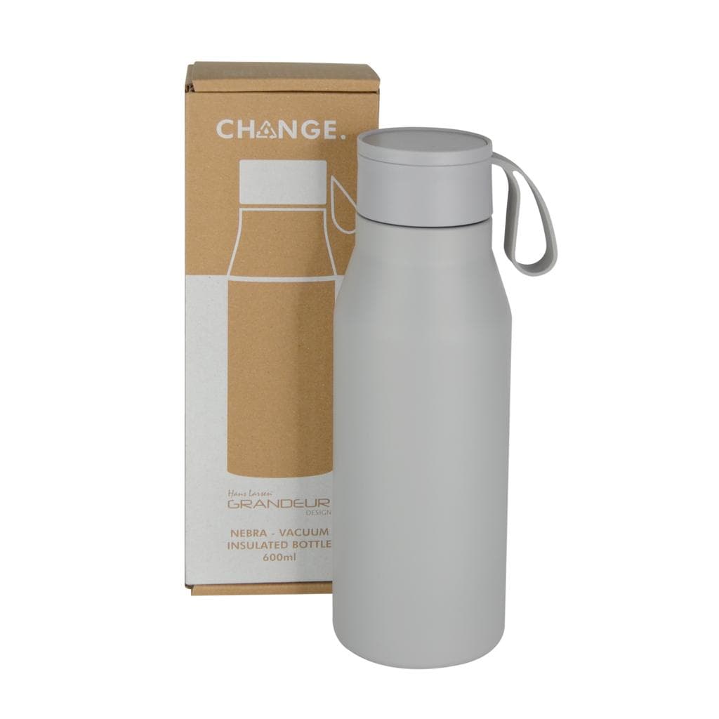 R-NEBRA - CHANGE Collection Recycled Stainless Steel Vacuum Bottle with Loop - Grey detail 5