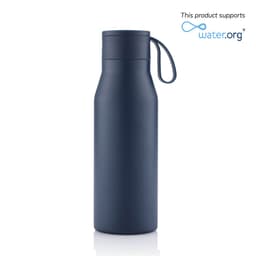 R-NEBRA - CHANGE Collection Recycled Stainless Steel Vacuum Bottle with Loop Navy Blue