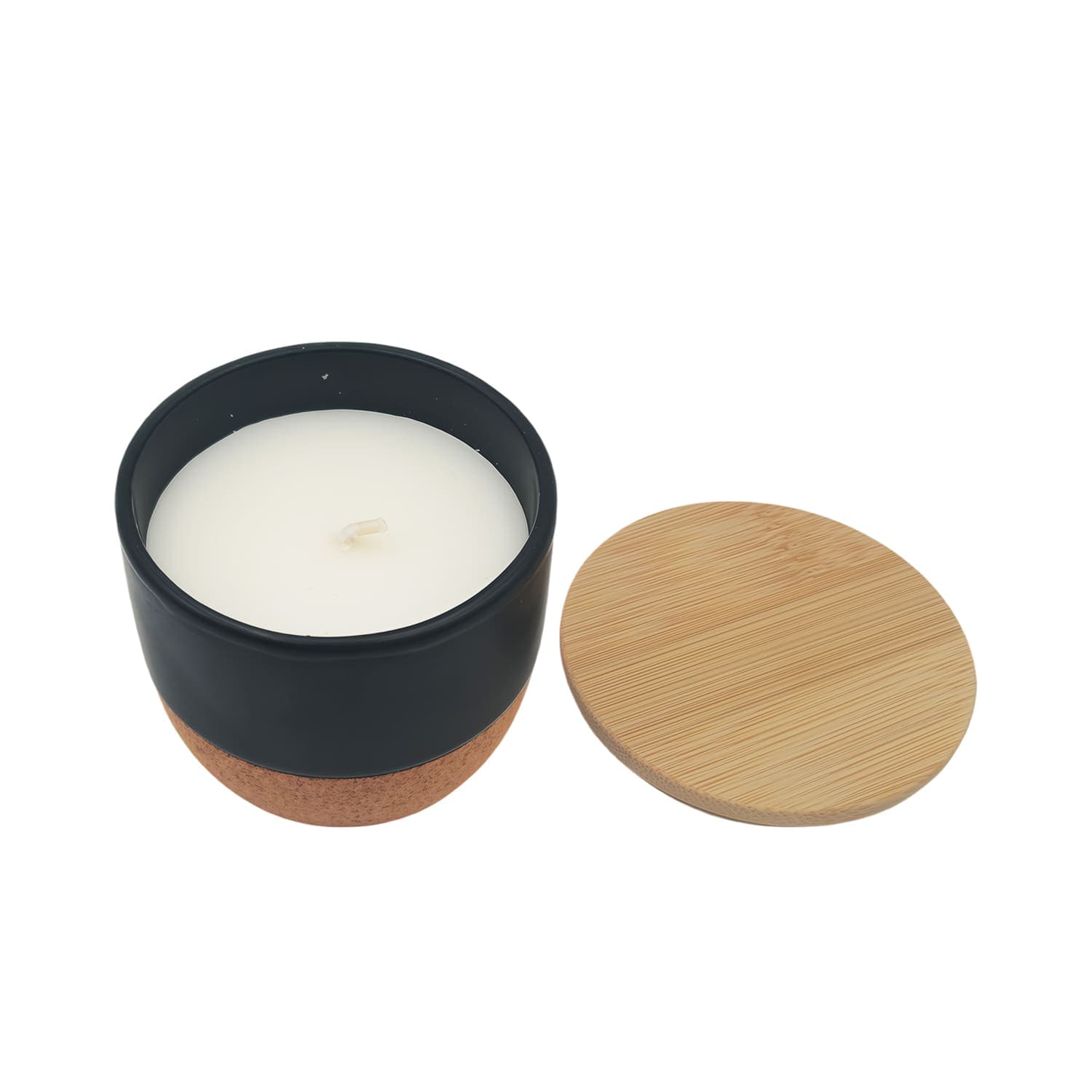 RAAHA - Arabic Oudh Scented Candle in Ceramic Holder with Bamboo Lid - Black detail 2