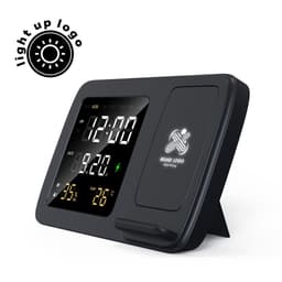 RISE - Giftology Digital Alarm Clock Wireless Charger Black