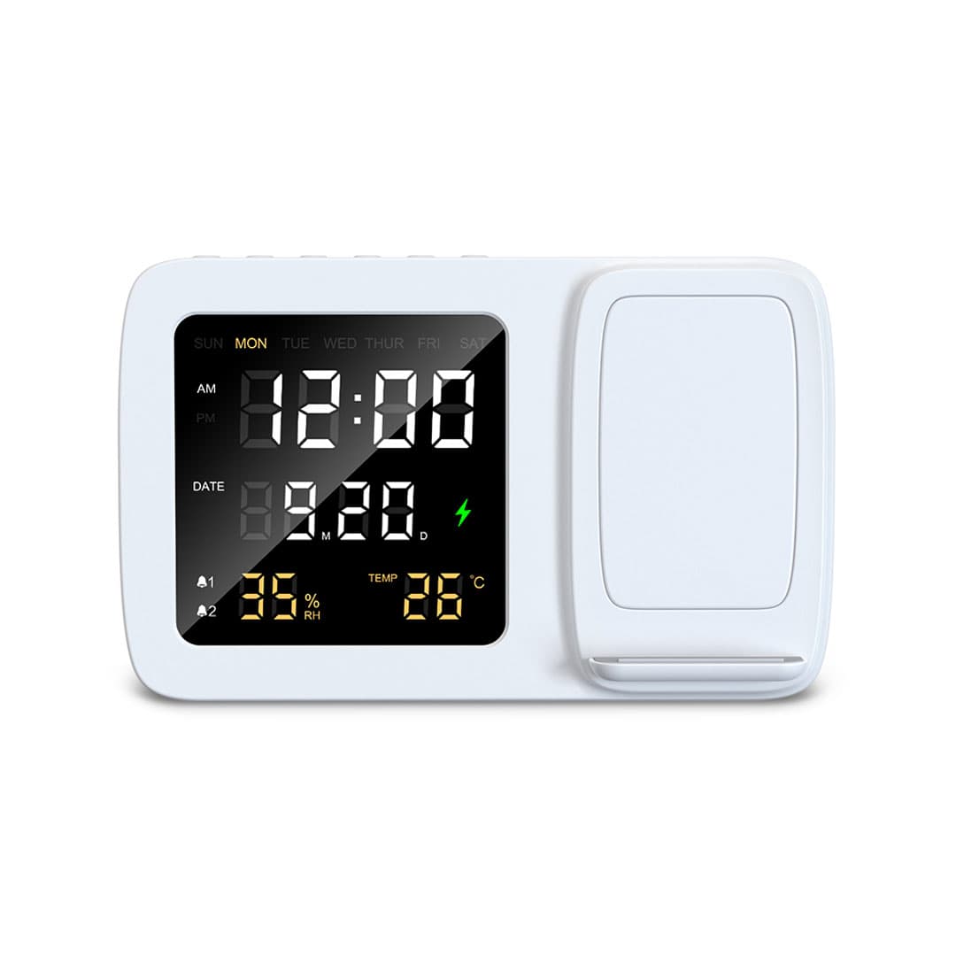 RISE - Giftology Digital Alarm Clock Wireless Charger - White detail 3