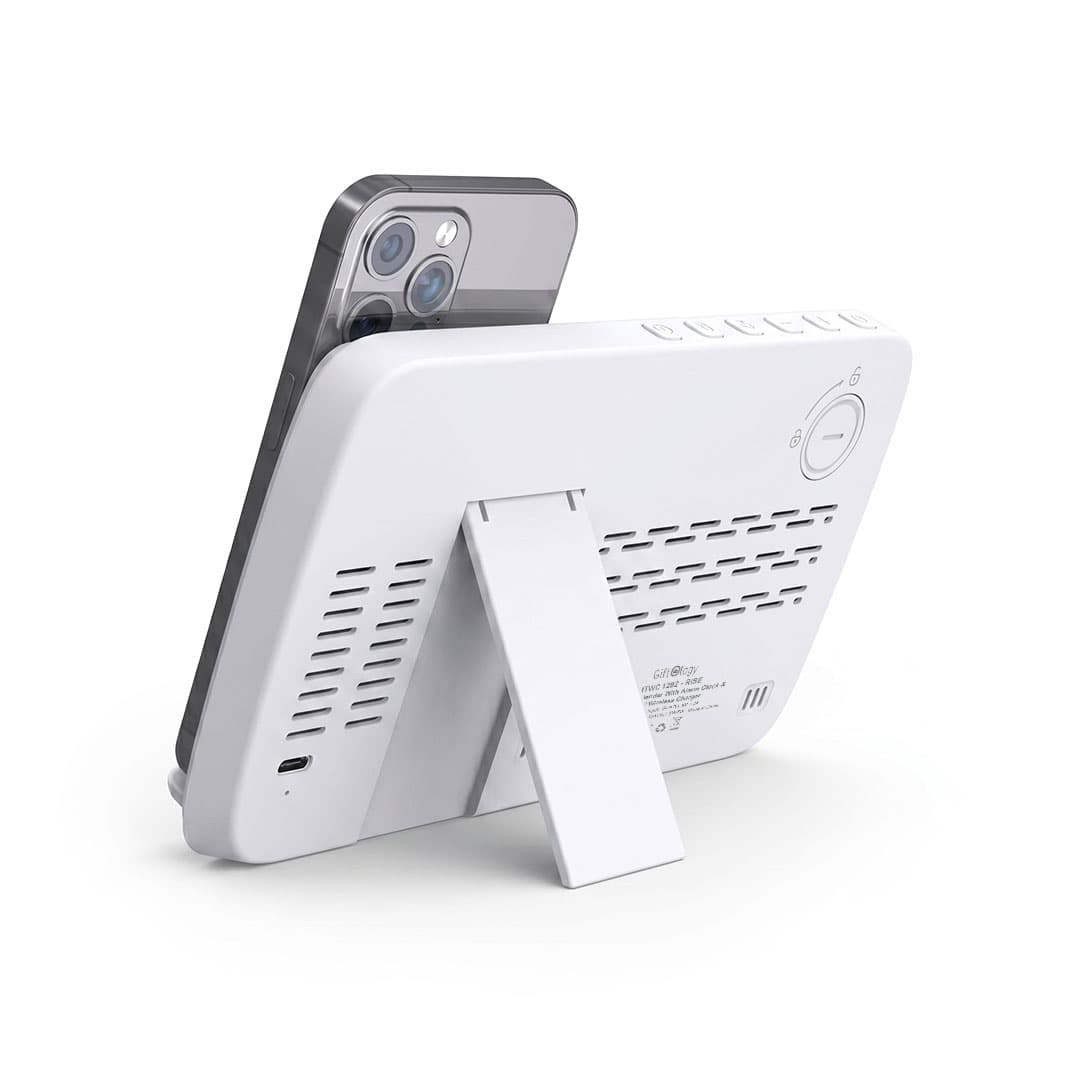 RISE - Giftology Digital Alarm Clock Wireless Charger - White detail 4