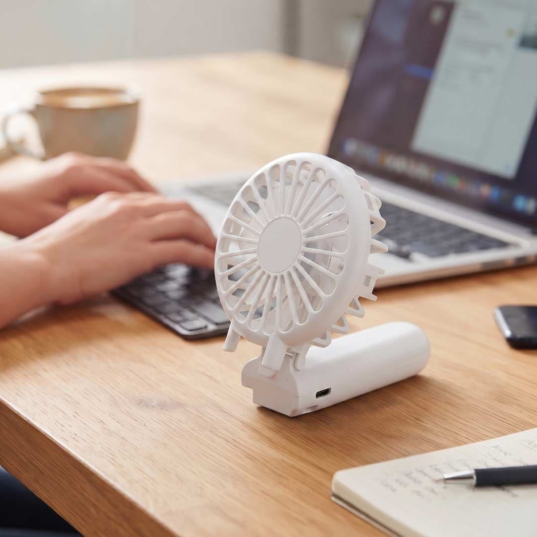 ROTO - Rechargeable Handheld Fan with Foldable Desk Stand - White detail 6