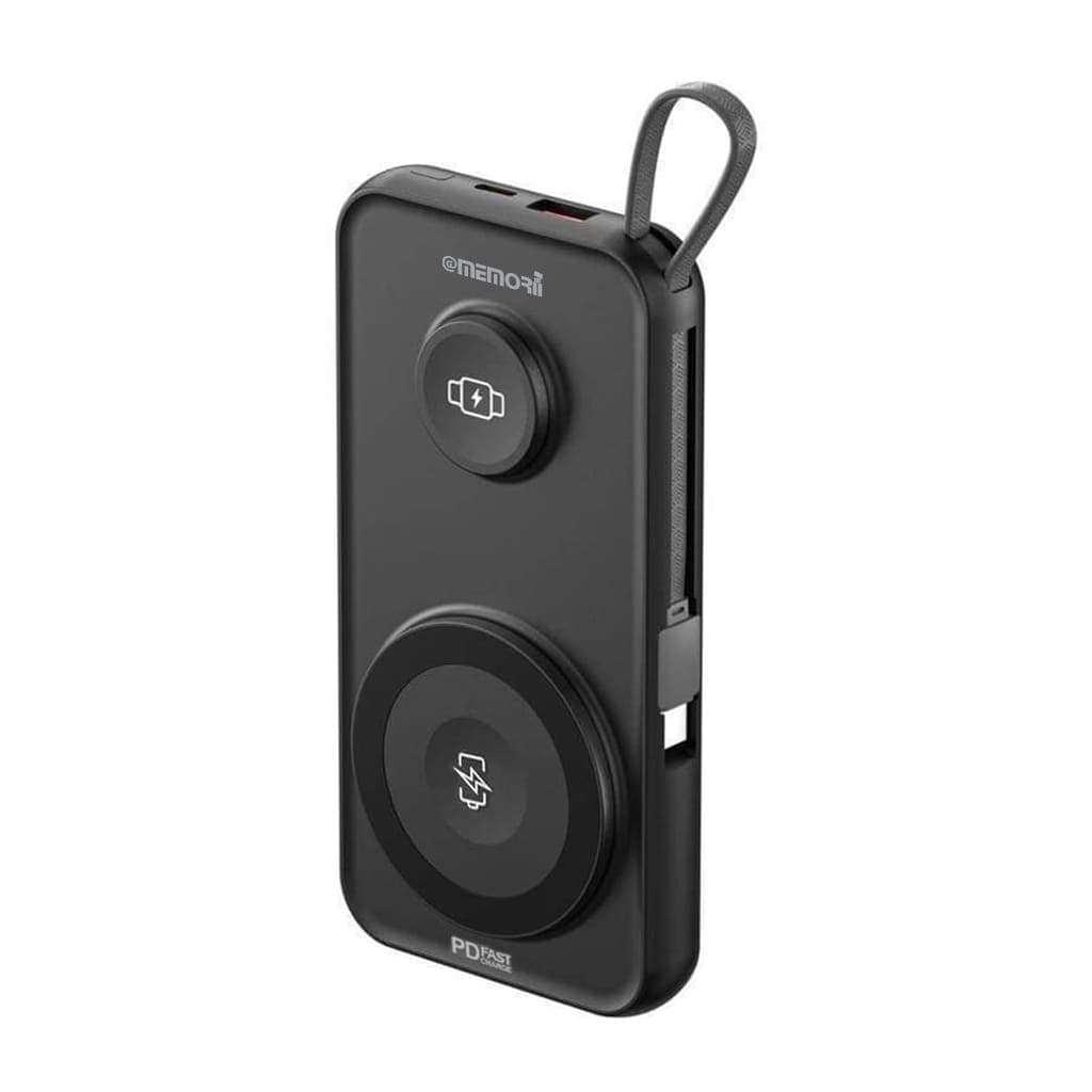 ROTTERDAM - @memorii® 10,000mAh Universal Wireless Powerbank with inbuilt cables - Black detail 3