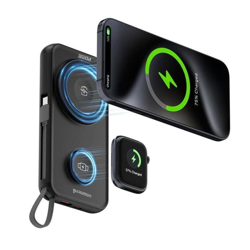 ROTTERDAM - @memorii® 10,000mAh Universal Wireless Powerbank with inbuilt cables - Black detail 4