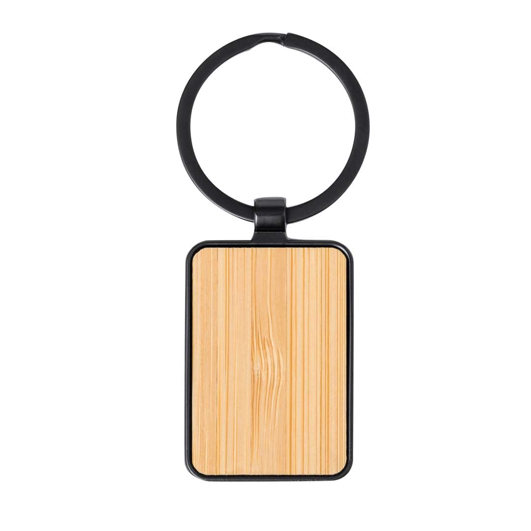 RUBI - Rectangle Bamboo Metal Keychain detail 2