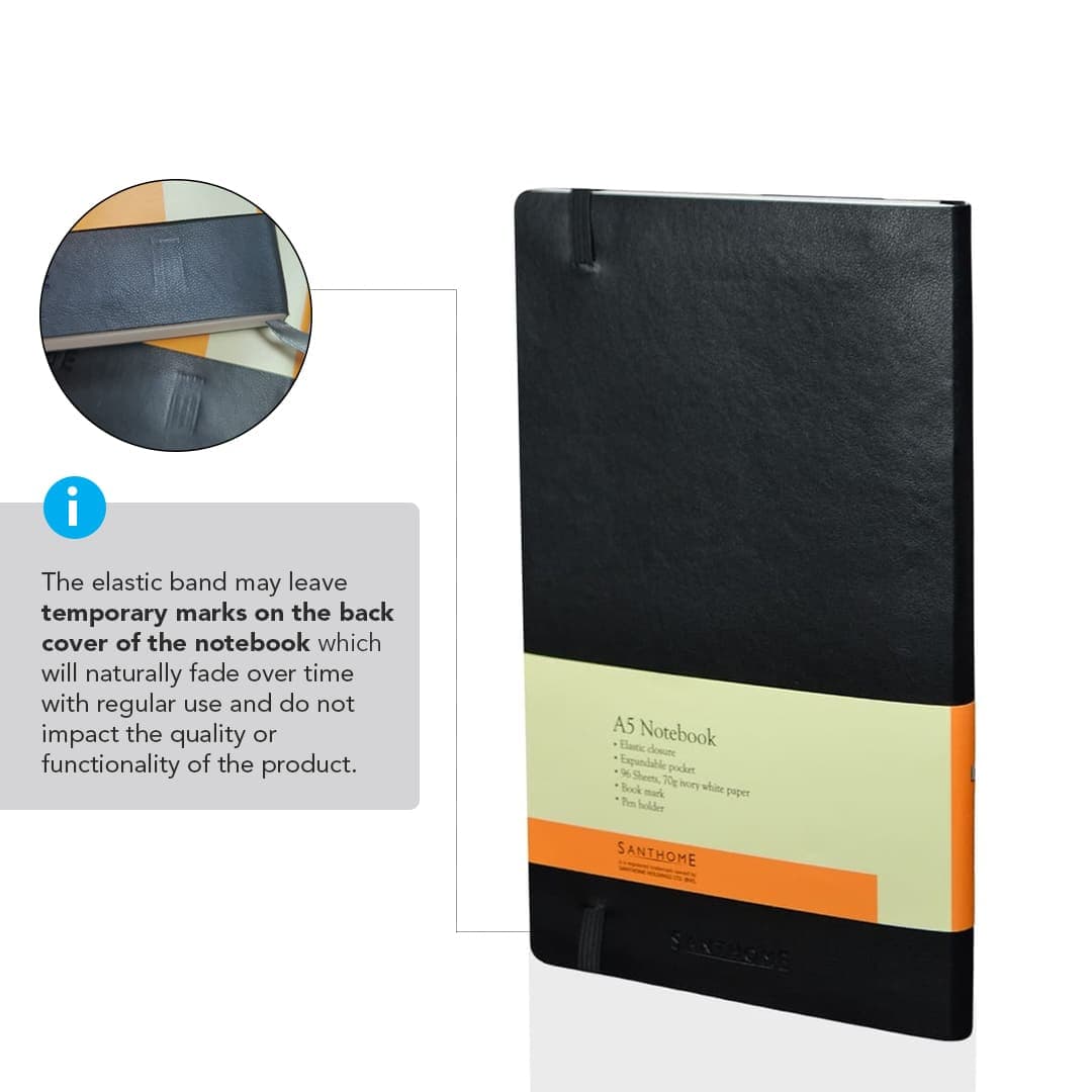 RULBUK - SANTHOME Softcover Ruled A5 Notebook Black detail 4