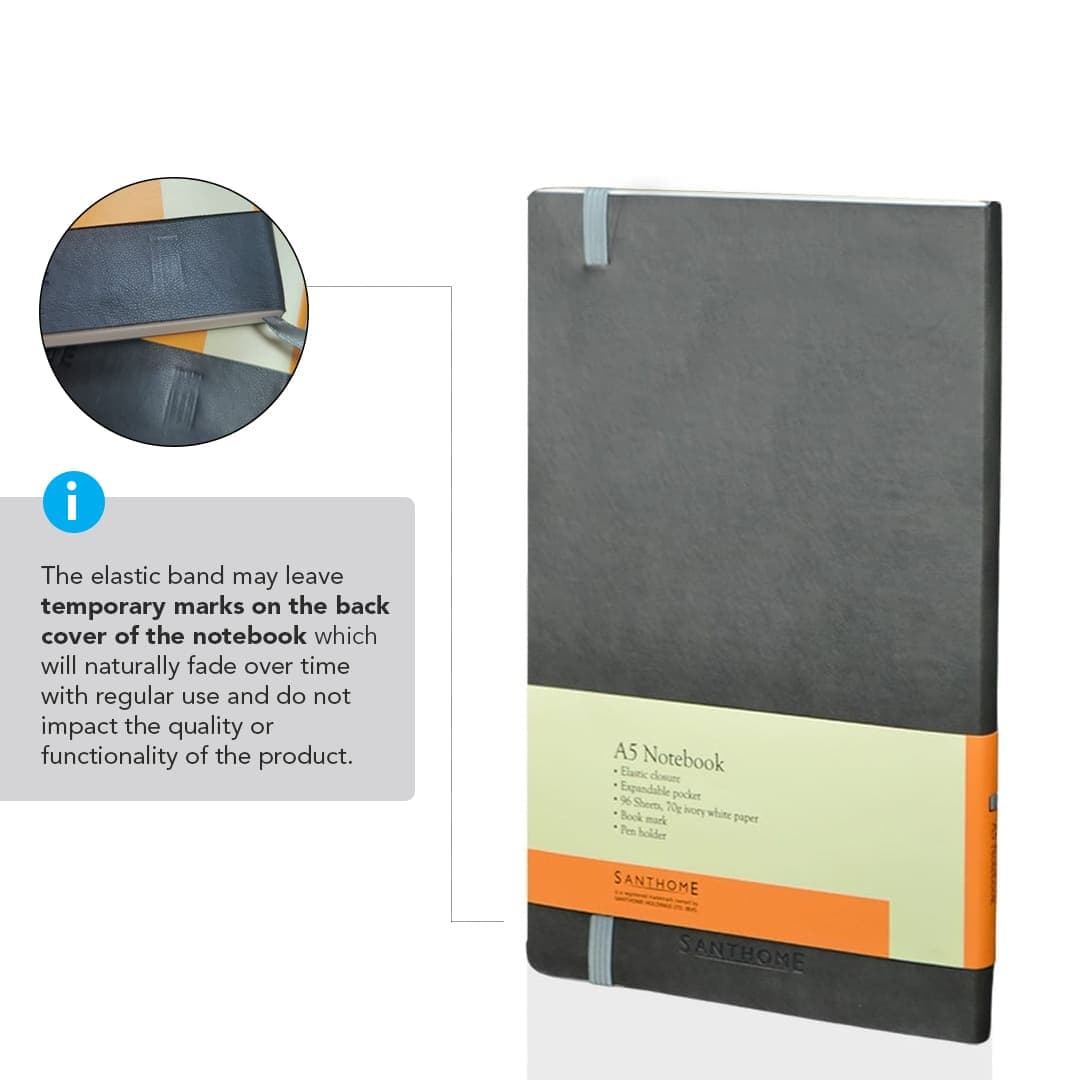 RULBUK - SANTHOME Softcover Ruled A5 Notebook Grey detail 4