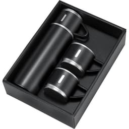 SAFFLE - Giftology Family Set of Vacuum Flask & Two Cups Black