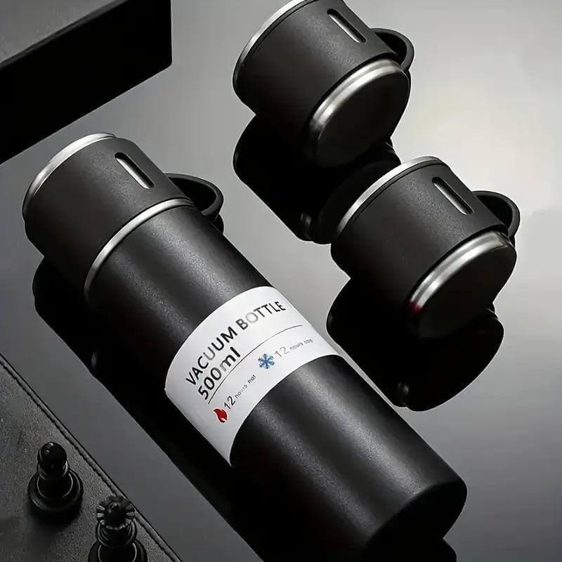 SAFFLE - Giftology Family Set of Vacuum Flask & Two Cups - Black detail 7