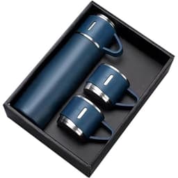 SAFFLE - Giftology Family Set of Vacuum Flask & Two Cups Navy Blue
