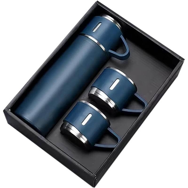 SAFFLE - Giftology Family Set of Vacuum Flask & Two Cups - Navy Blue corporate gift