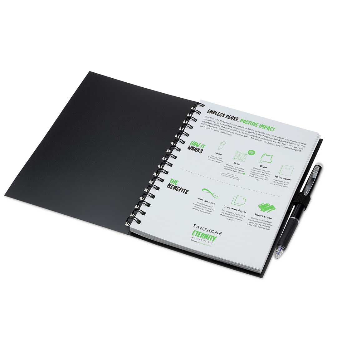 Santhome® Eternity - The Reusable Notebook & Pen Set - Black detail 2