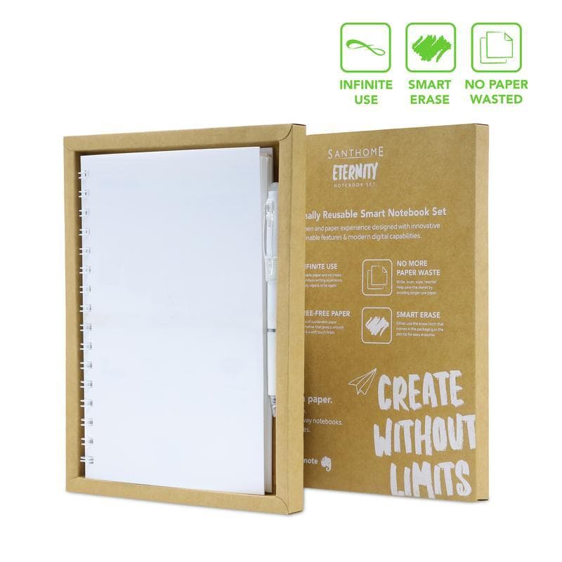 Santhome® Eternity - The Reusable Notebook & Pen Set - White corporate gift