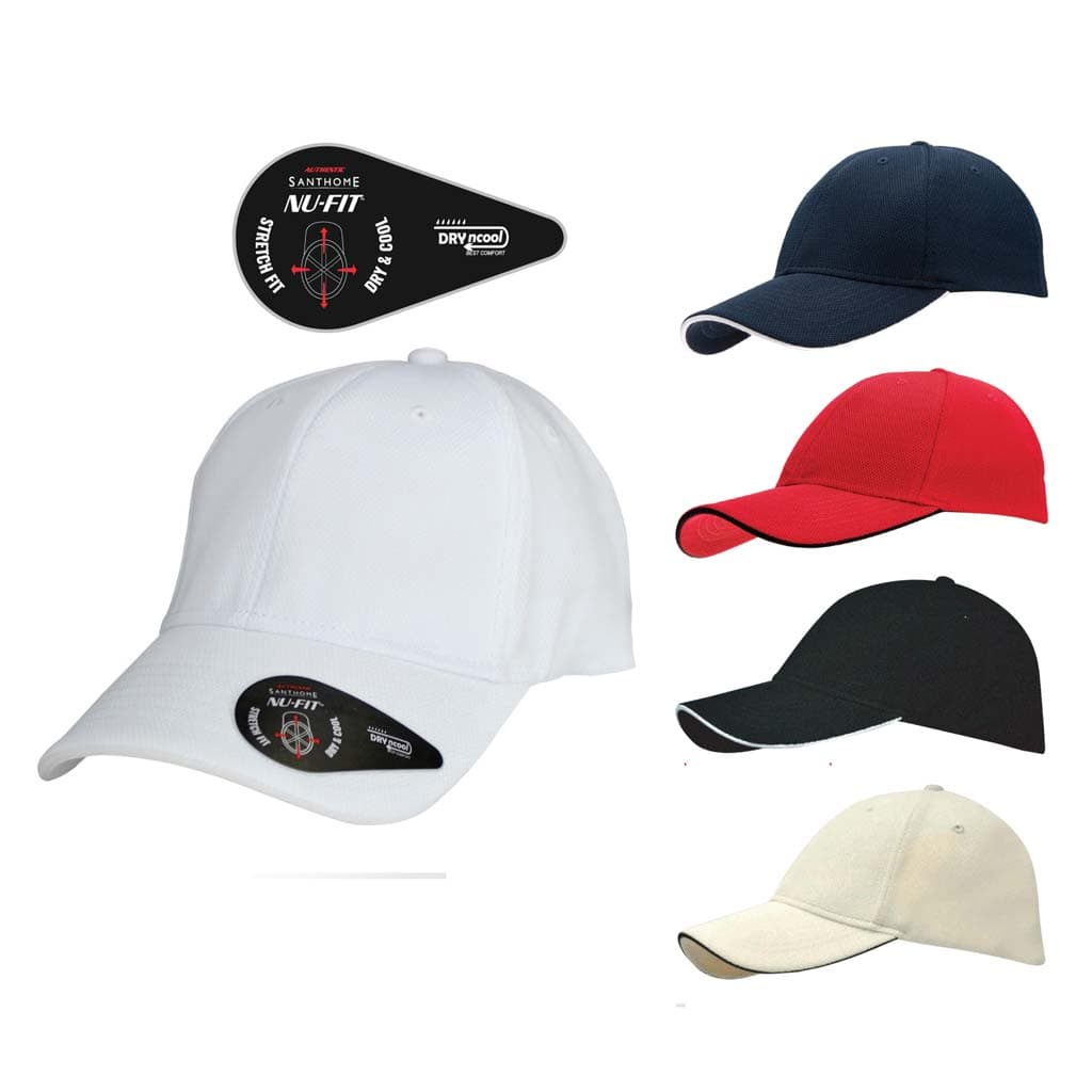 Santhome Nu-Fit® Performance Stretch-Fitted Cap - Red / Black detail 3