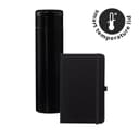 SARGAN - Vacuum Flask with Temperature Lid and Notebook Gift Set Black