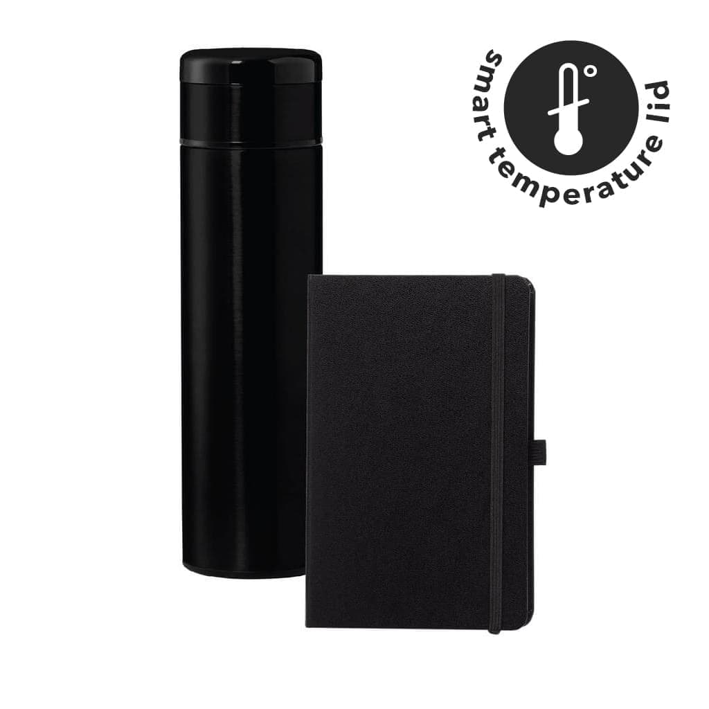 SARGAN - Vacuum Flask with Temperature Lid and Notebook Gift Set