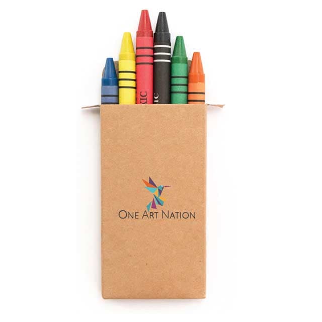 Set Of 6 Crayons In Natural Cardboard Box. detail 2