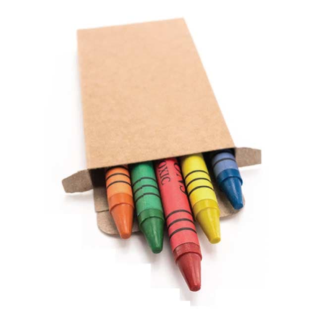 Set Of 6 Crayons In Natural Cardboard Box. detail 3