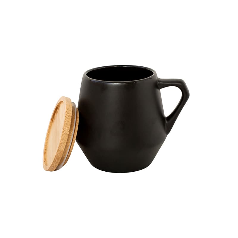 SEVILLA - eco-neutral Ceramic Mug with Bamboo Lid - Black detail 3