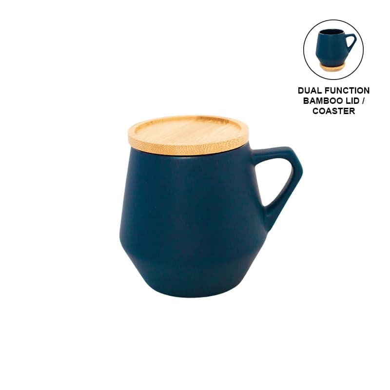 SEVILLA - eco-neutral Ceramic Mug with Bamboo Lid - Blue corporate gift