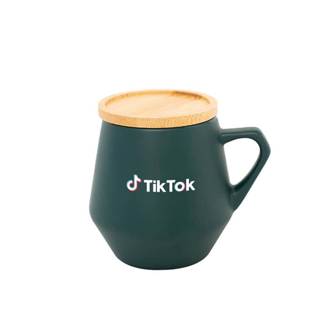 SEVILLA - eco-neutral Ceramic Mug with Bamboo Lid - Dark Green detail 5