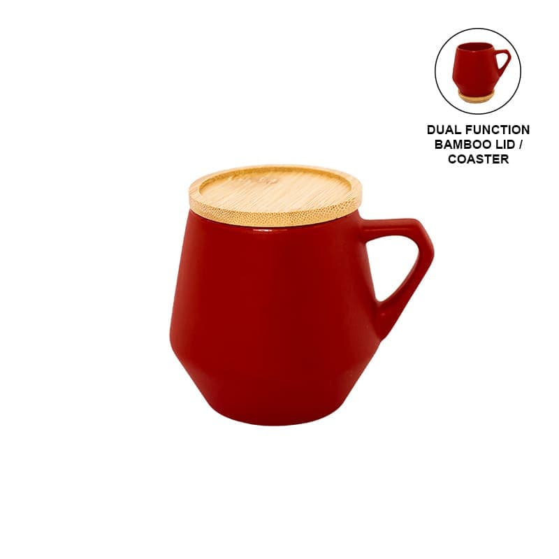 SEVILLA - eco-neutral Ceramic Mug with Bamboo Lid - Red corporate gift