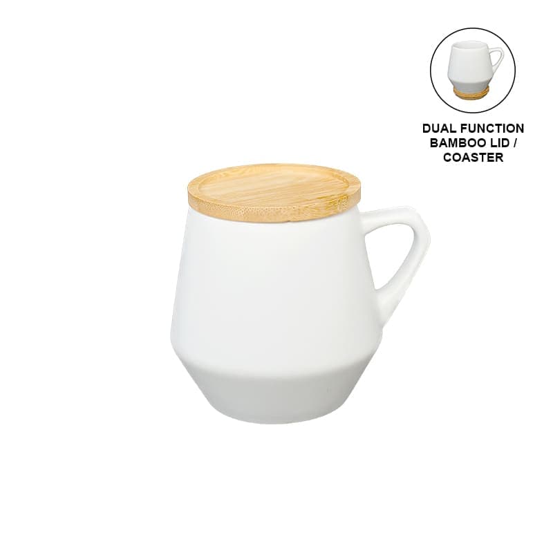 SEVILLA - eco-neutral Ceramic Mug with Bamboo Lid - White corporate gift