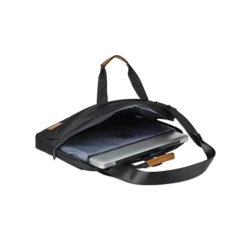 SLOTEN - Santhome® 15" Laptop Bag - Black/Tan detail 5