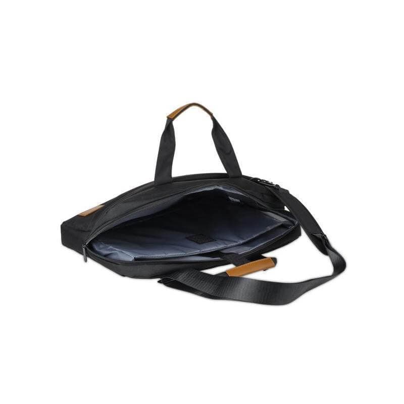 SLOTEN - Santhome® 15" Laptop Bag - Black/Tan detail 6