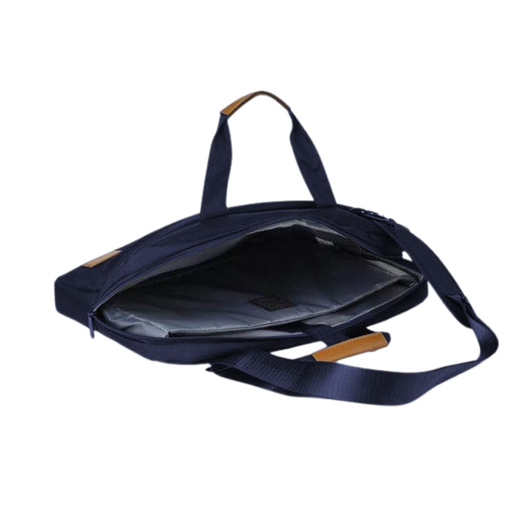 SLOTEN - Santhome® 15" Laptop Bag - Navy Blue/Tan detail 2