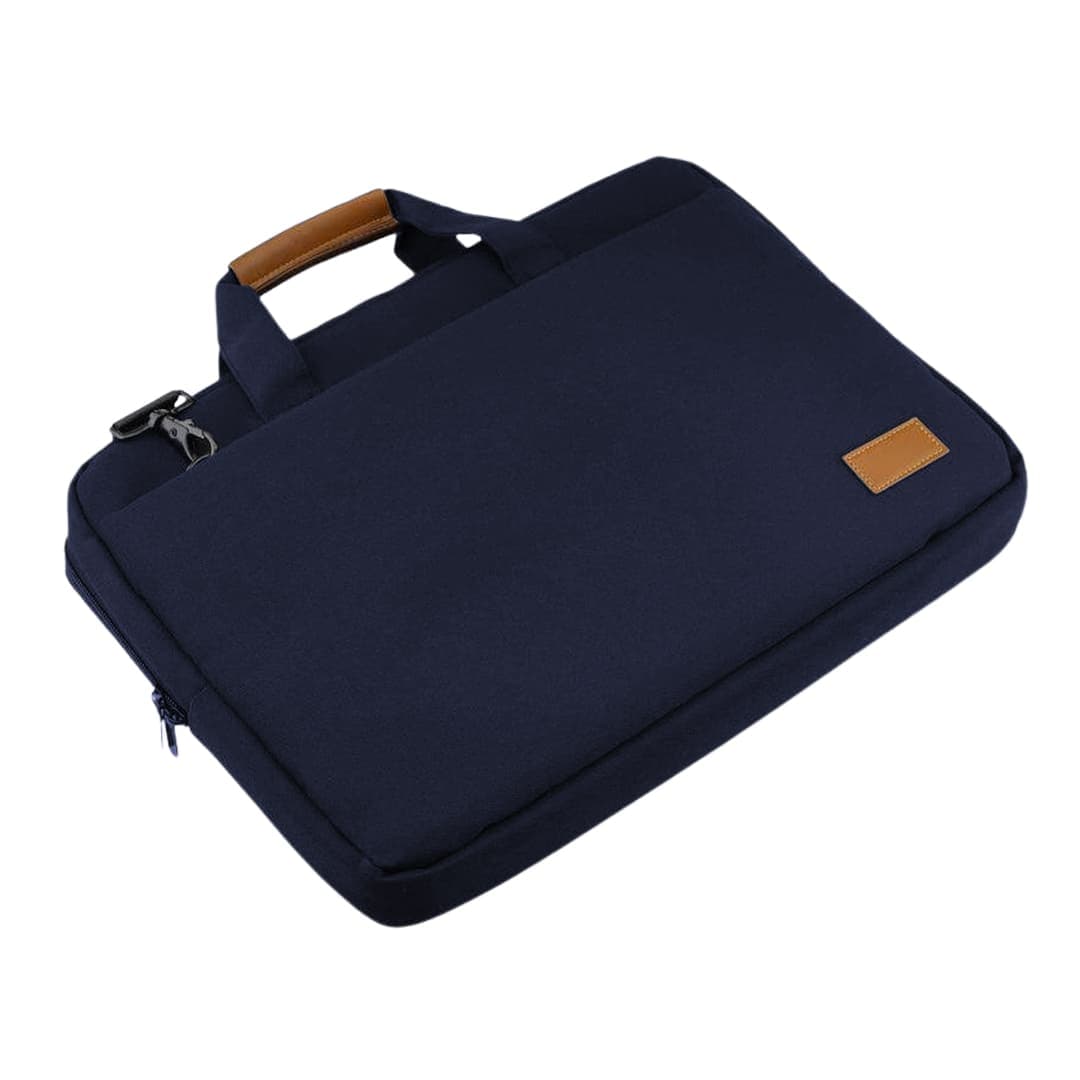 SLOTEN - Santhome® 15" Laptop Bag - Navy Blue/Tan detail 3