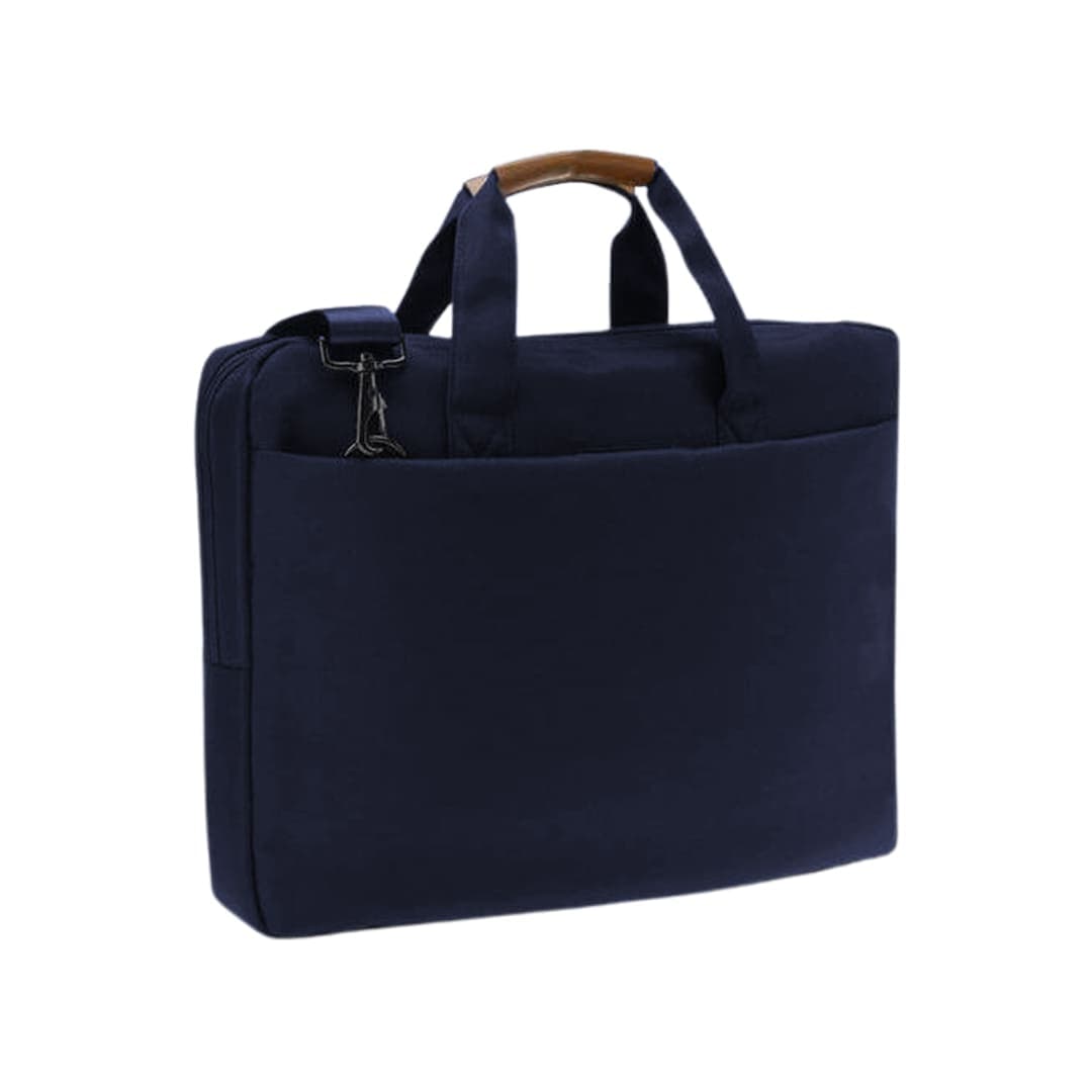 SLOTEN - Santhome® 15" Laptop Bag - Navy Blue/Tan detail 4