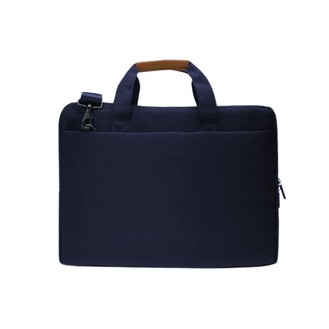 SLOTEN - Santhome® 15" Laptop Bag - Navy Blue/Tan detail 5