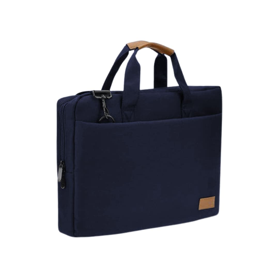 SLOTEN - Santhome® 15" Laptop Bag - Navy Blue/Tan detail 7